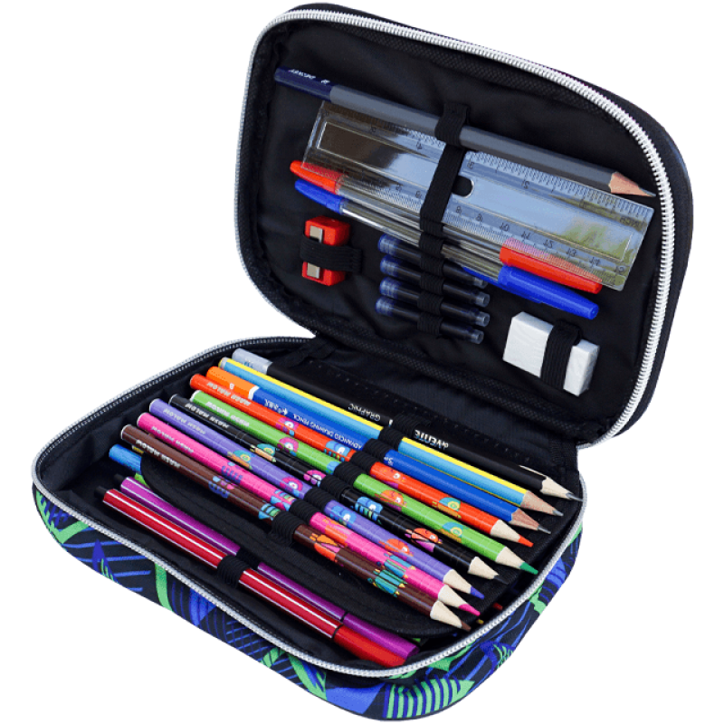 Penar echipat copii pentru scoala, 37 piese, 1 fermoar, multicolor, rezistent si practic